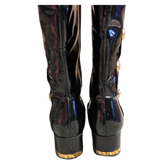 Tory Burch Madison Black Patent Leather Knee High Boots - Picture 7 of 10